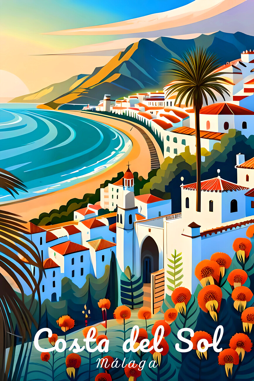 Lámina MALAGA Vintage Travel Poster