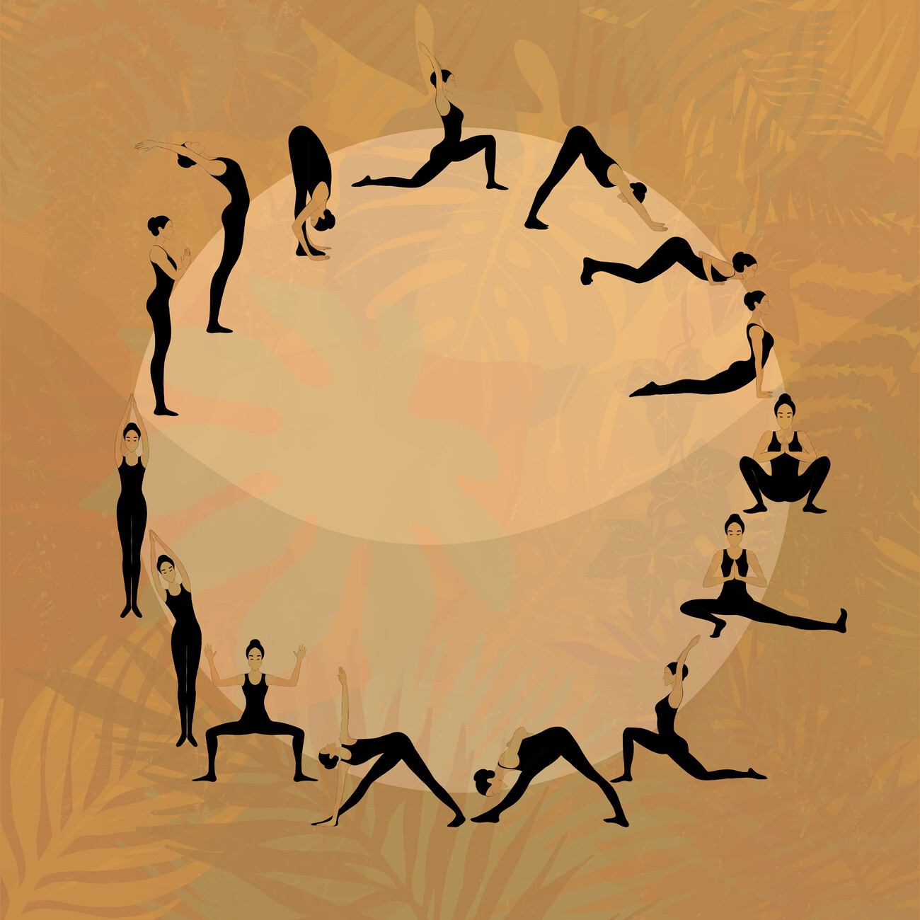 Wall Art Print, Sun & Moon Salutation/ Asanas