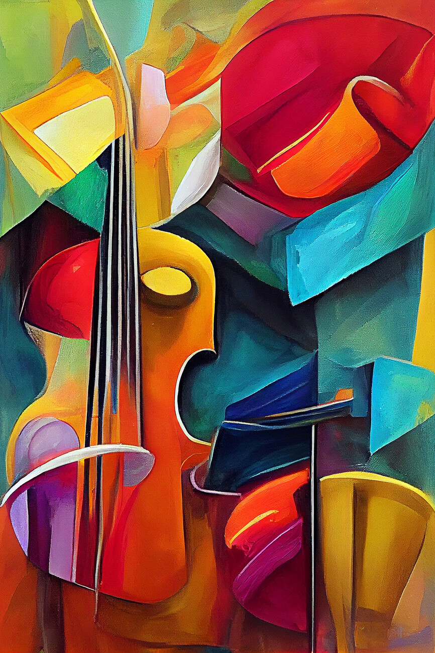 Illustration Abstract canvas painting of Violin, Music wall art prints