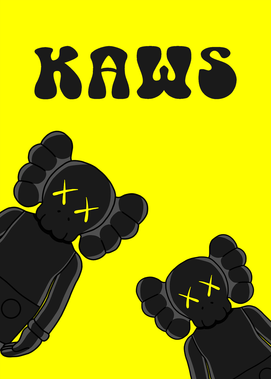 Wall Art Print, the black doodle kaws