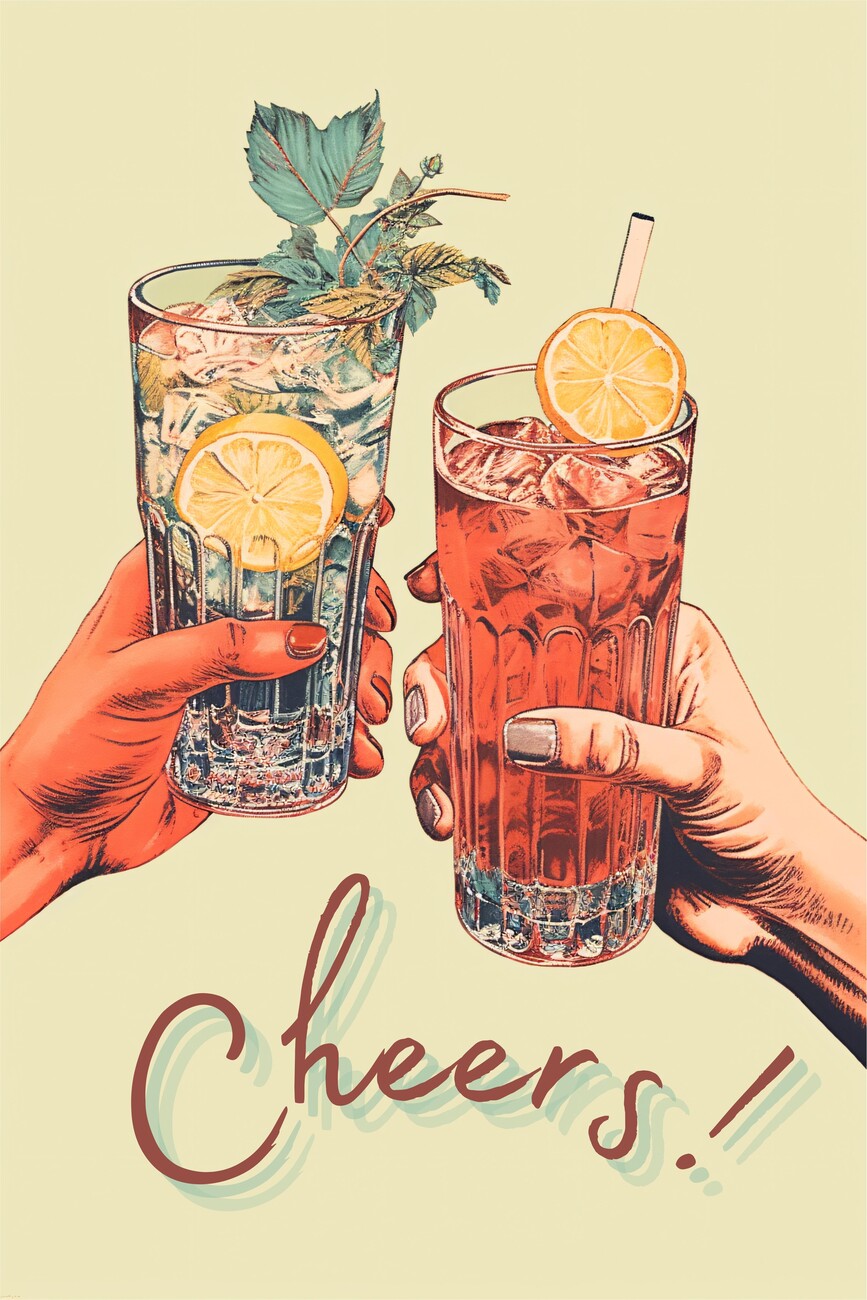 Wall Art Print | Cheers! Retro Cocktail Summer Alcohol Poster | Europosters