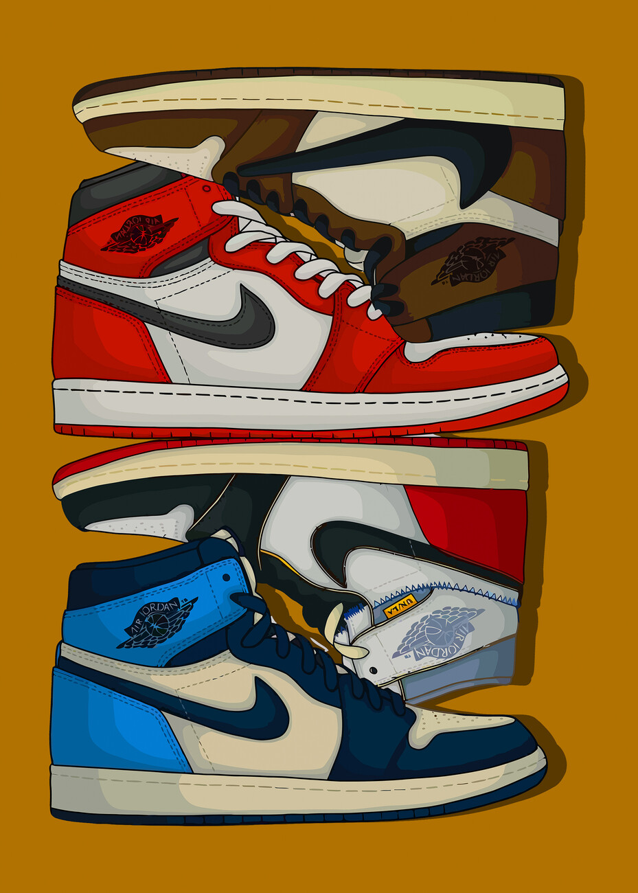 Affiche et Tableau Pop Art de Sneakers Nike Air Jordan Noir