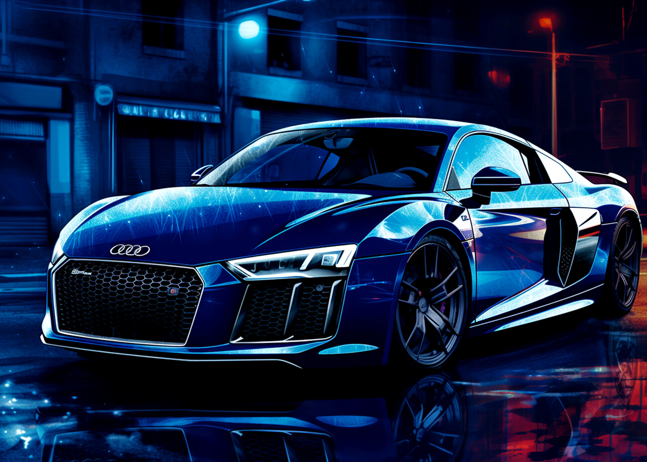 Art Poster Audi R8 Sport Car in New York