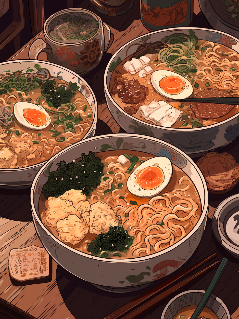 Japanese Ramen Noodles Wave Gift Product Kawaii Anime Print Art Print by  WonderingWizard | Society6