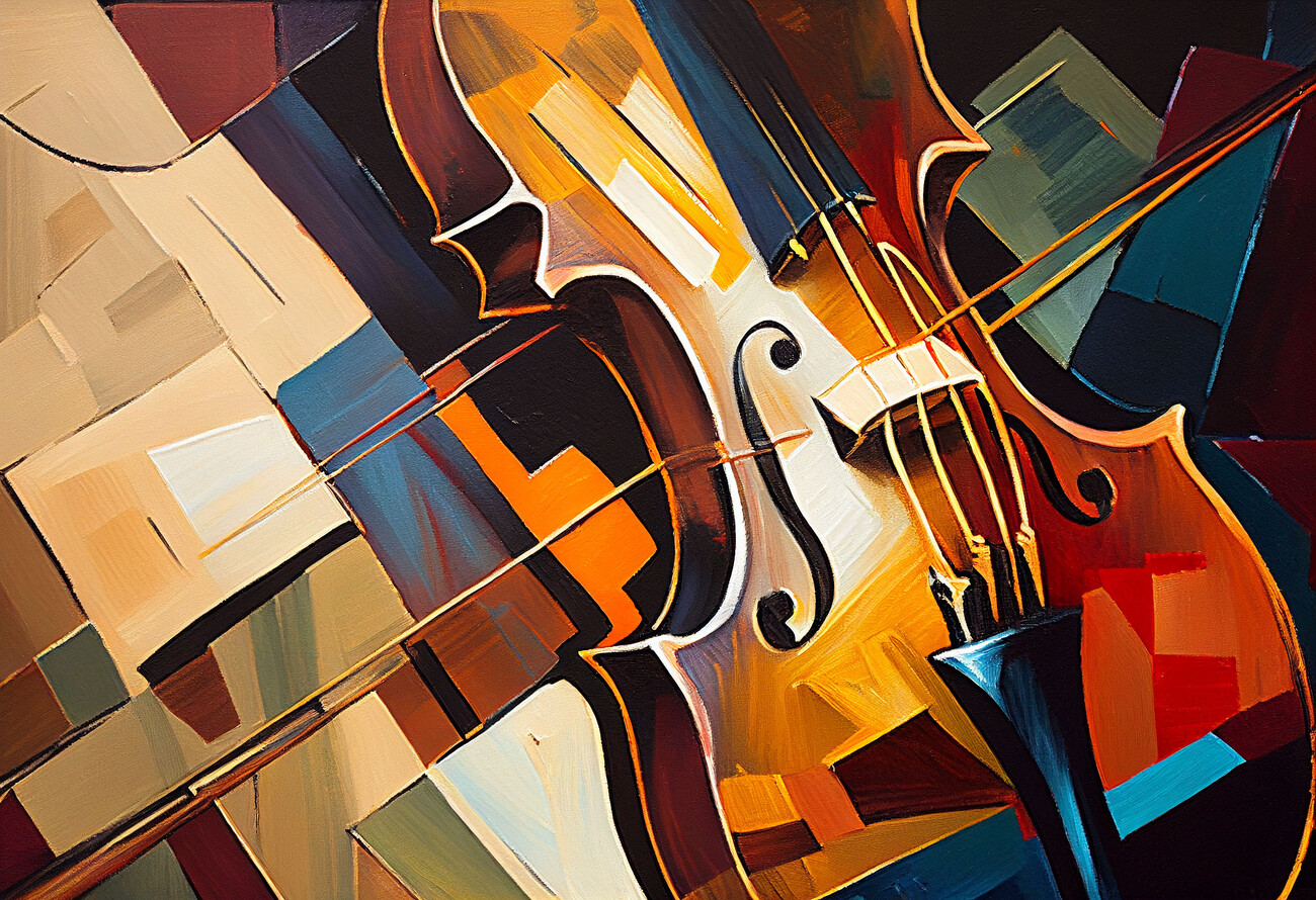 Illustration Abstract canvas painting of Violin, Music wall art prints