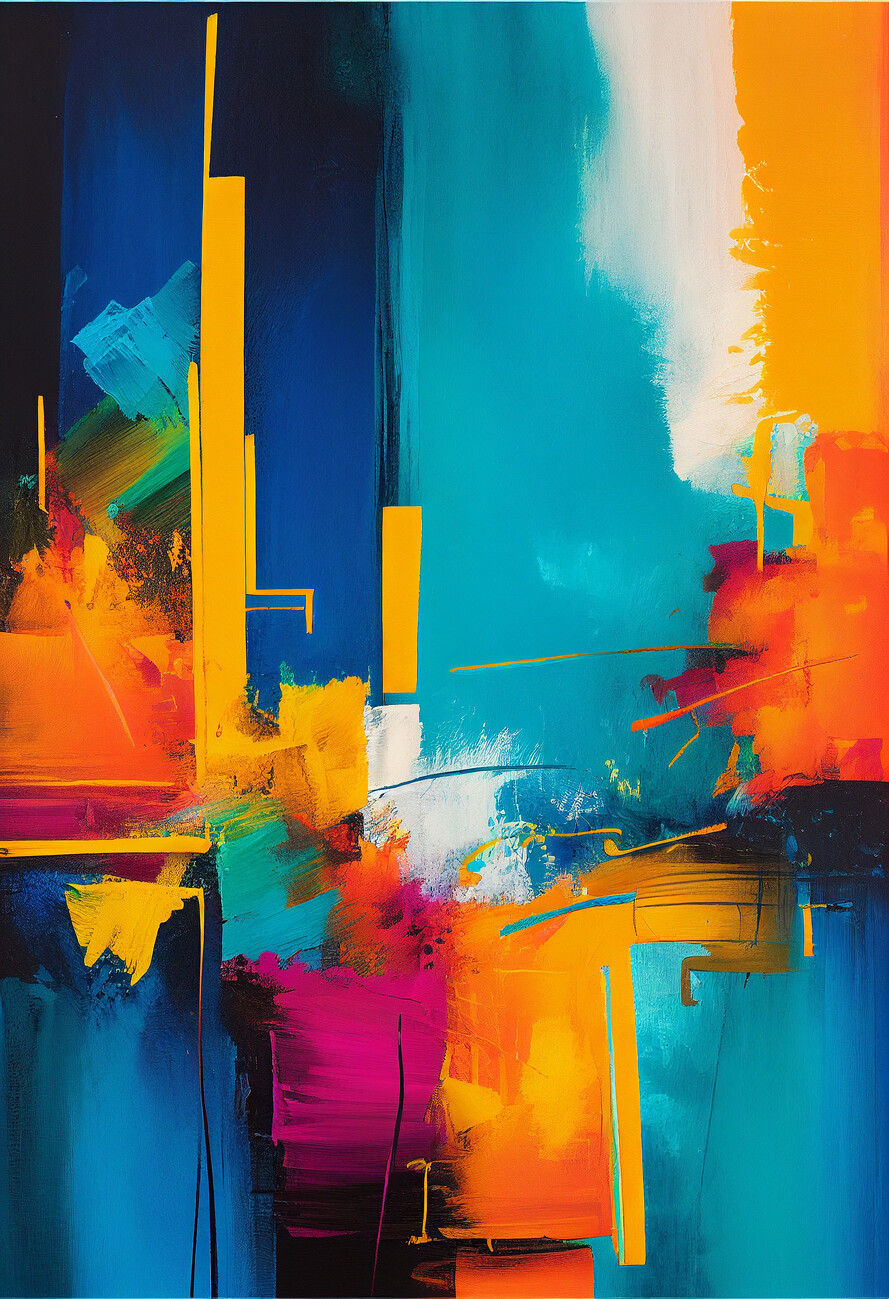 Illustration Composition in Abstract Art, vibrant colors, wall art prints