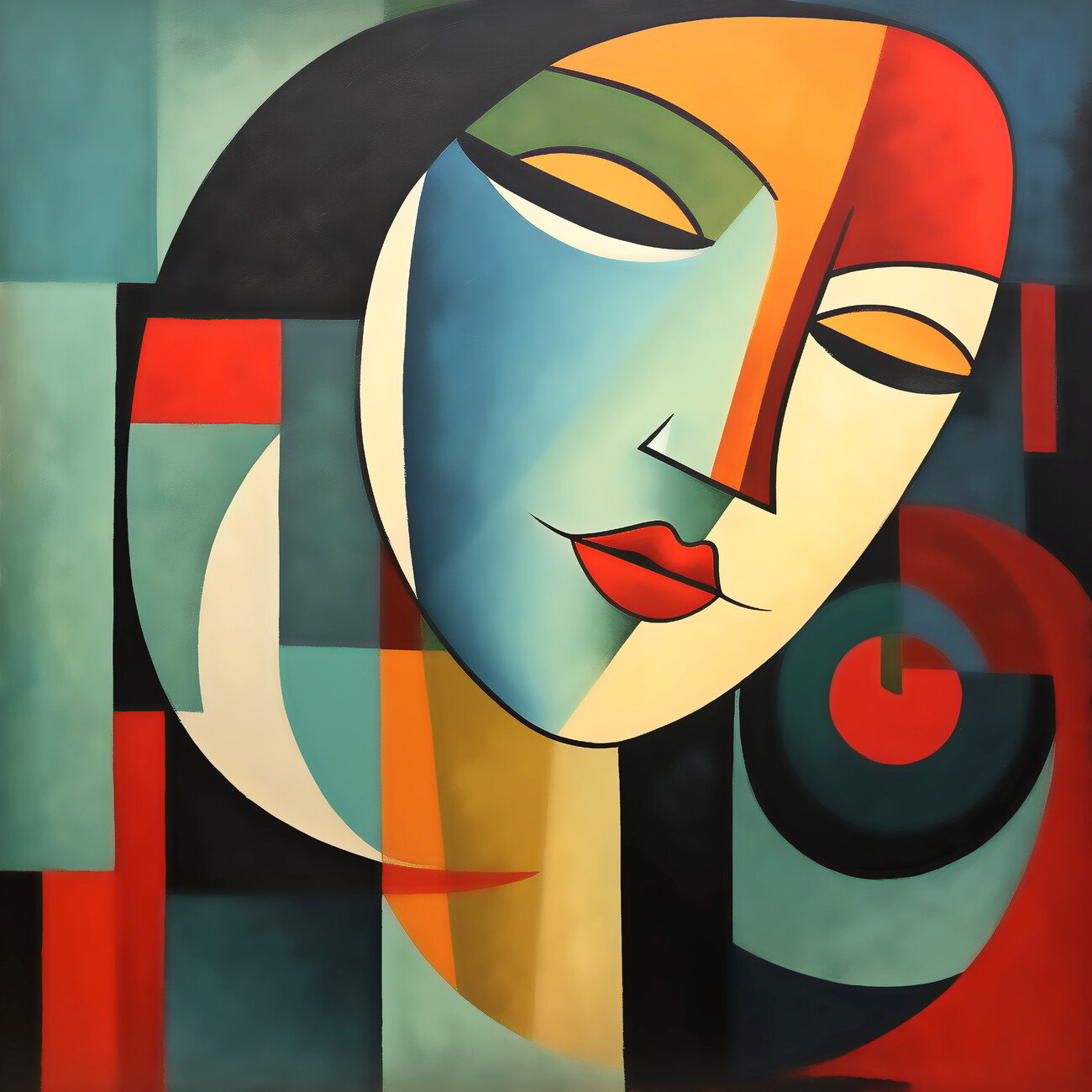 Konstnärliga illustration, Abstract woman's face colors, wall art, posters  prints