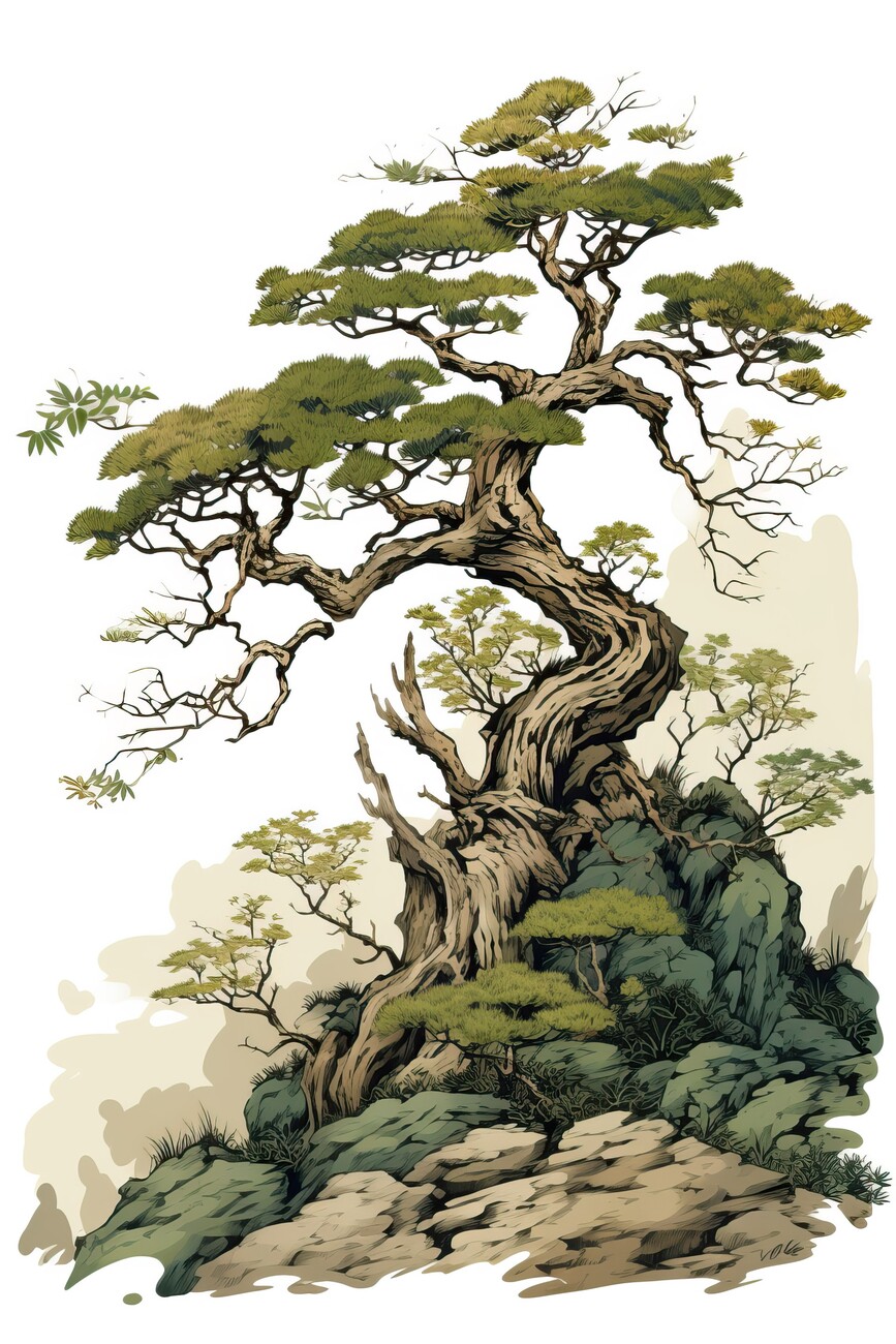 japanese bonsai trees drawing