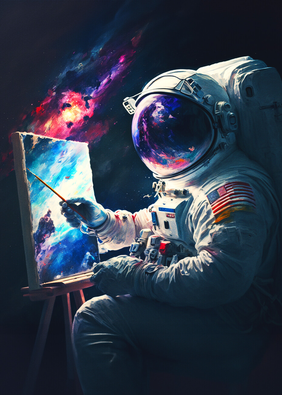 astronaut floating in space art