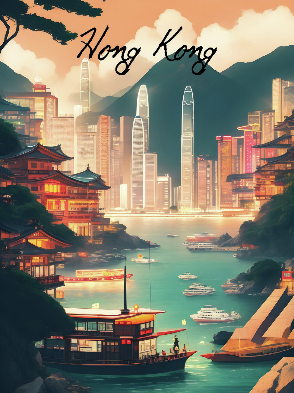 Poster Europosters Hong | Wall Kong Travel | Print Art