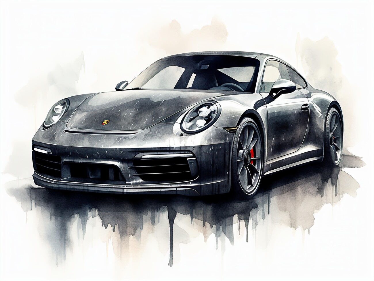 Porsche 911 Turbo Car Posters Illustration Prints Wall Art for