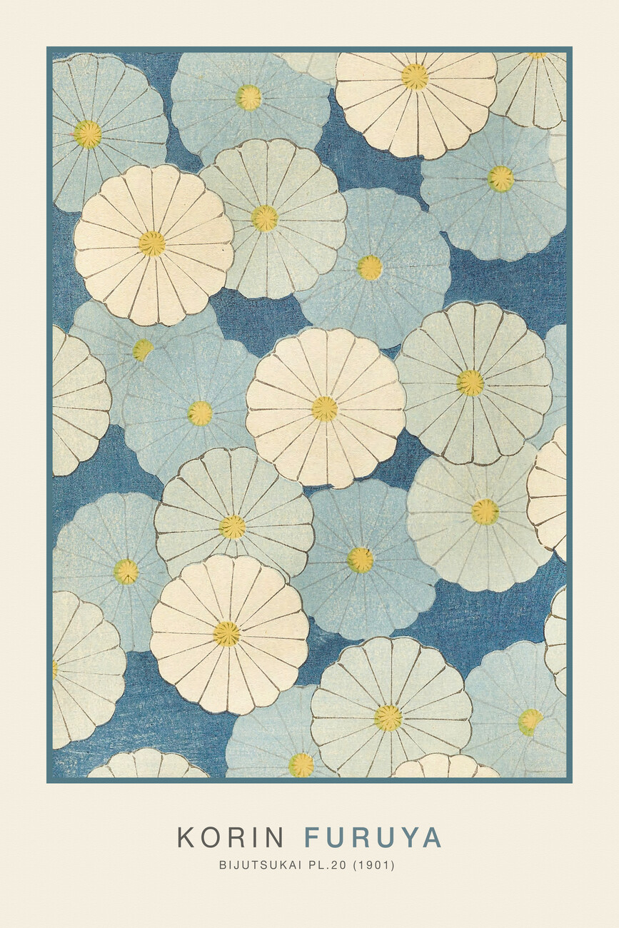 Blue Vintage Japanese Floral Wall Mural