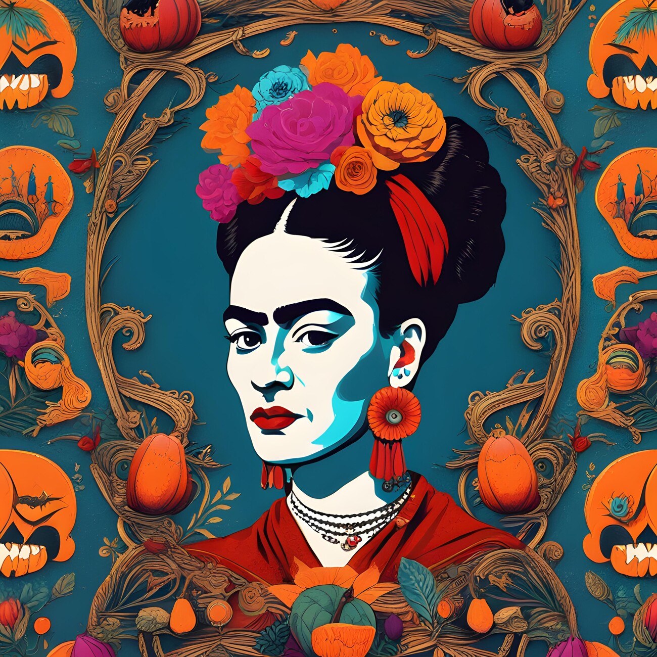 Wall Art Print, Frida Kahlo Art Print Halloween