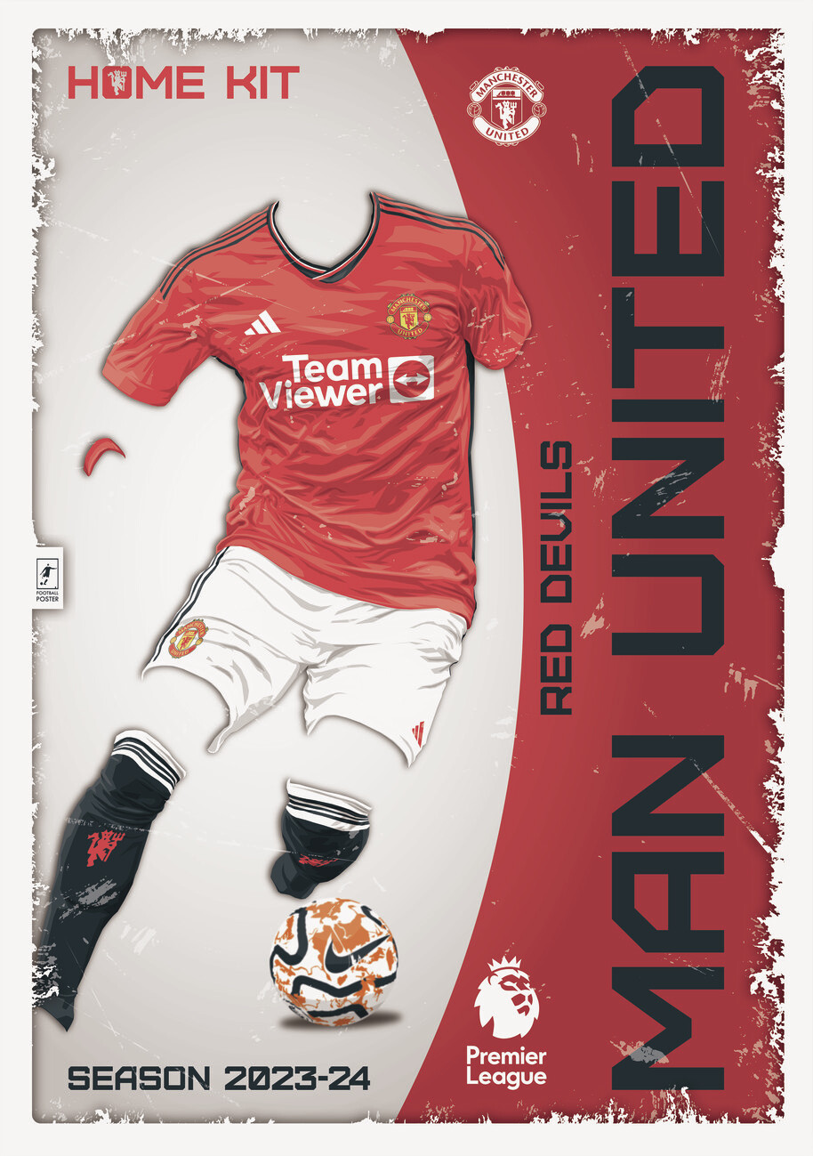 Manchester United FC Shirts, Football Art Print