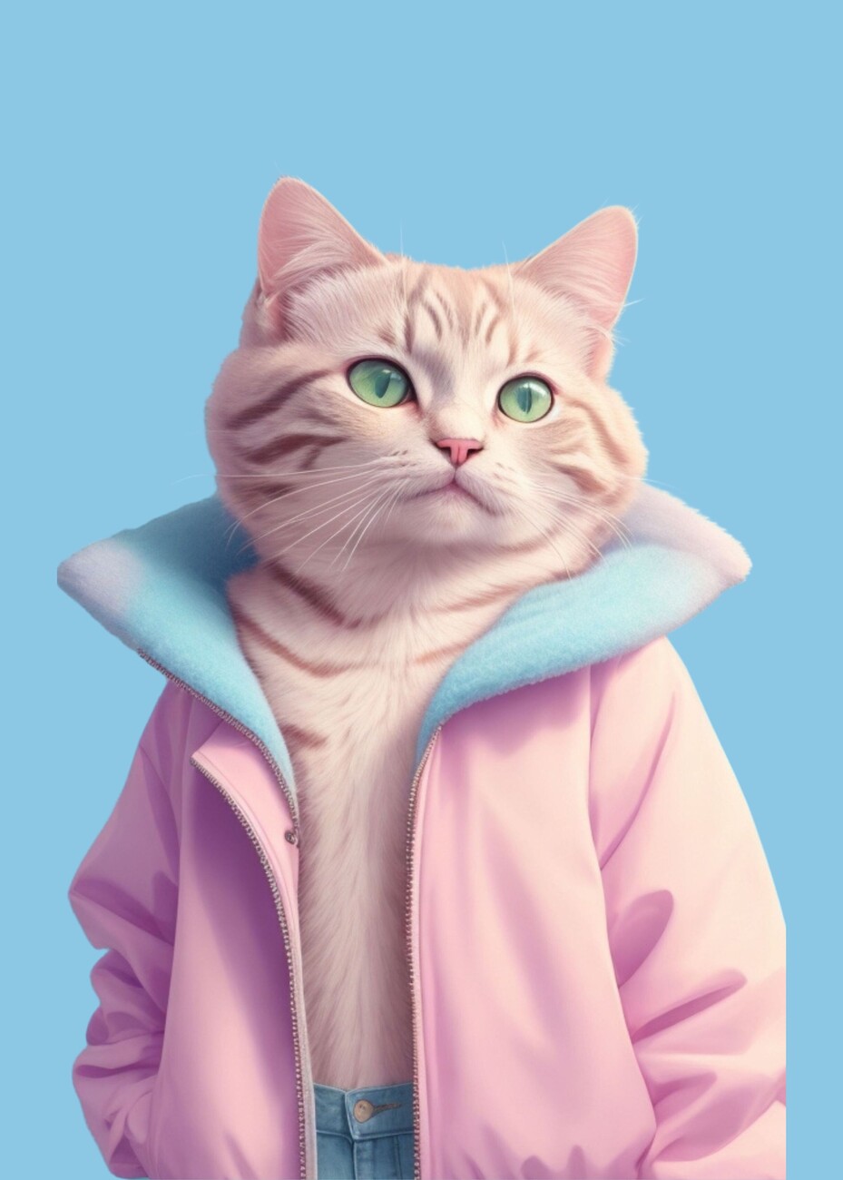 Wall Art Print, Cat Wearing Jacket