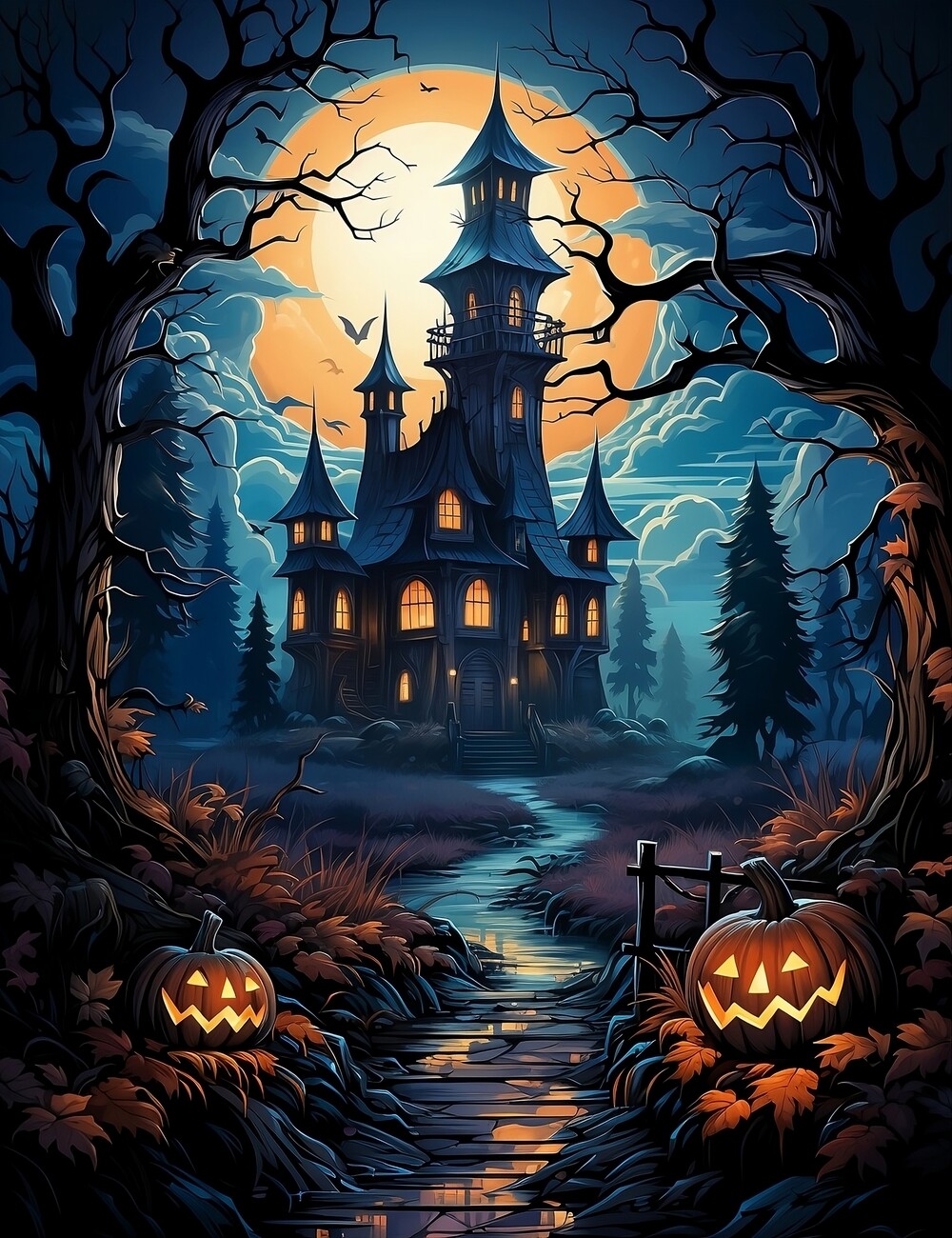 Wall Art Print | Halloween haunted house | Europosters