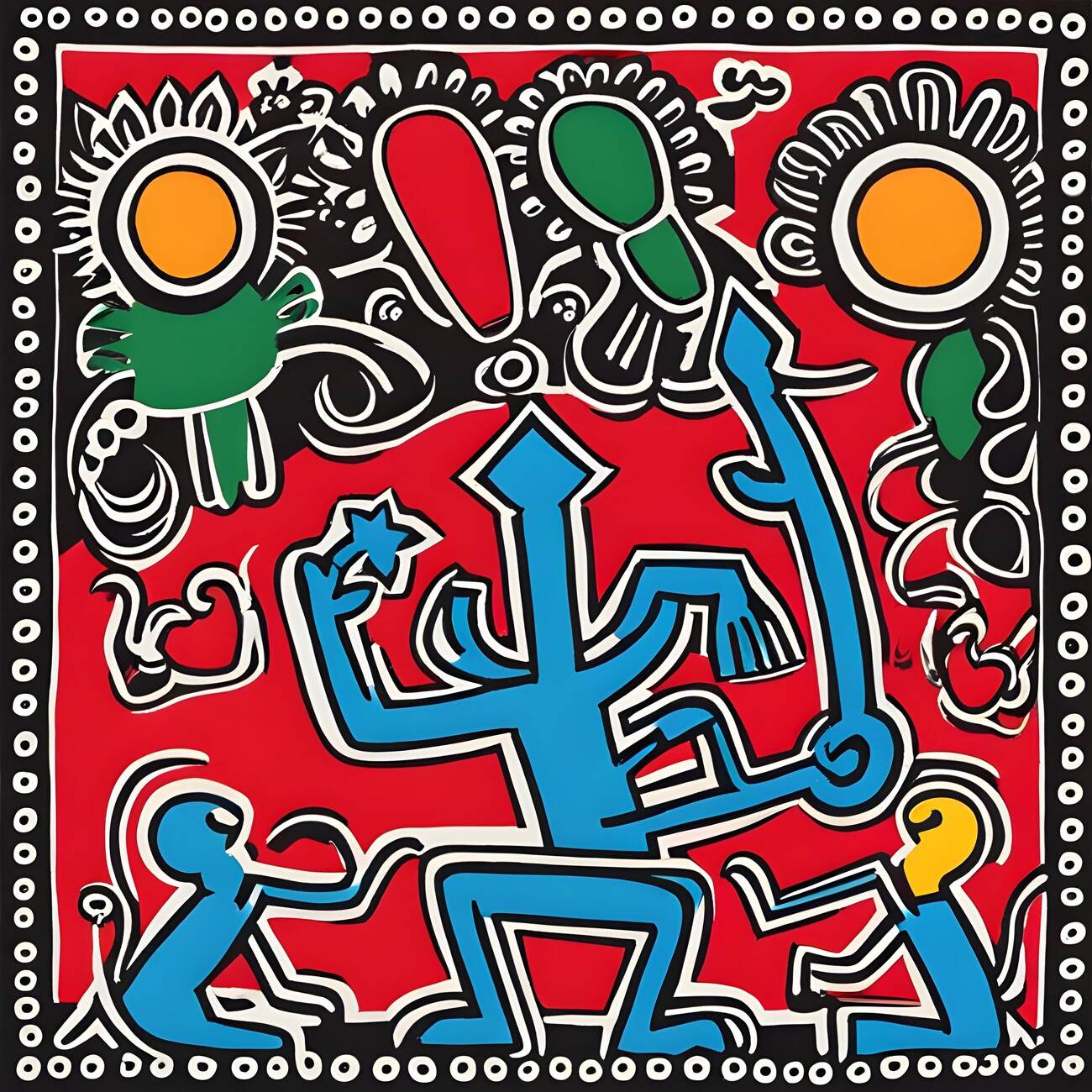 Wall Art Print  Keith Haring-inspired depiction of Diwali