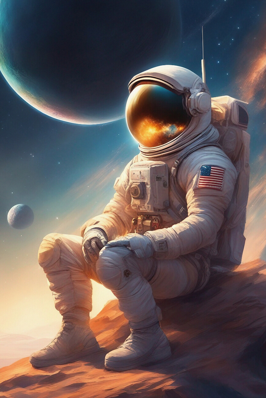 Hd noir et blanc astronaute et lune toile peinture peinture Poster