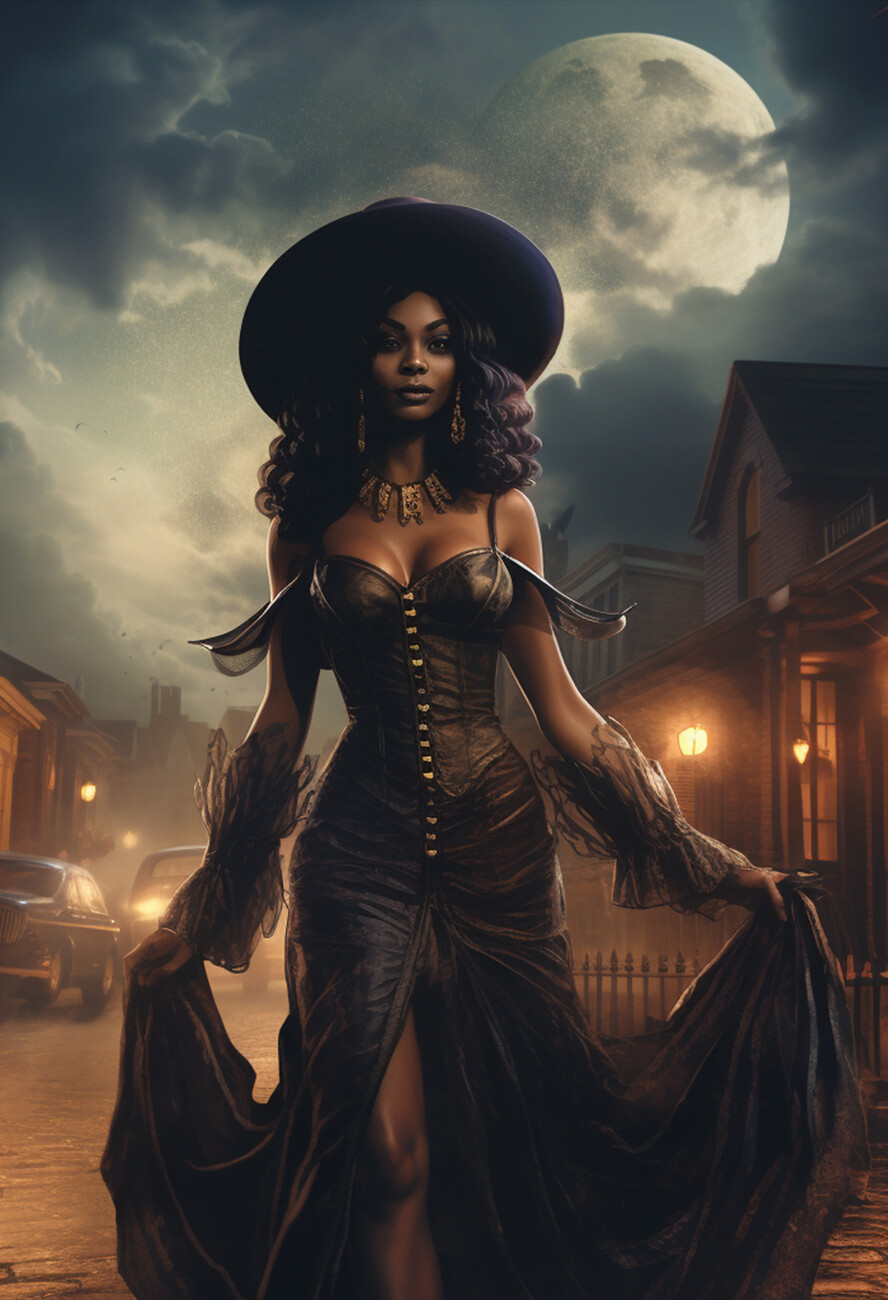 Wall Art Print  The Witch of New Orleans, Black Woman Witch