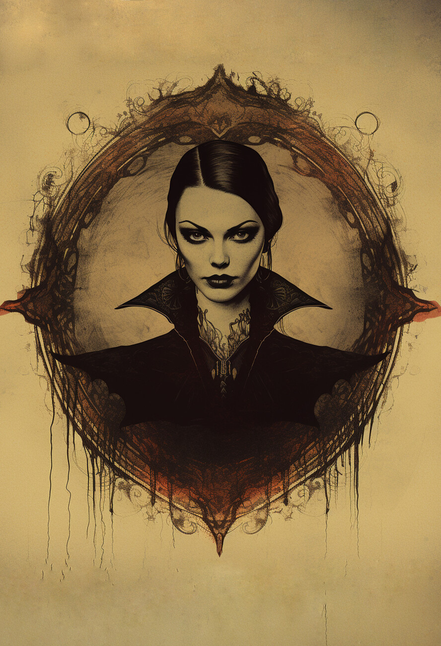 Art Poster Lady Vampire Portrait Poster, Gothic Poster, Vampire Poster