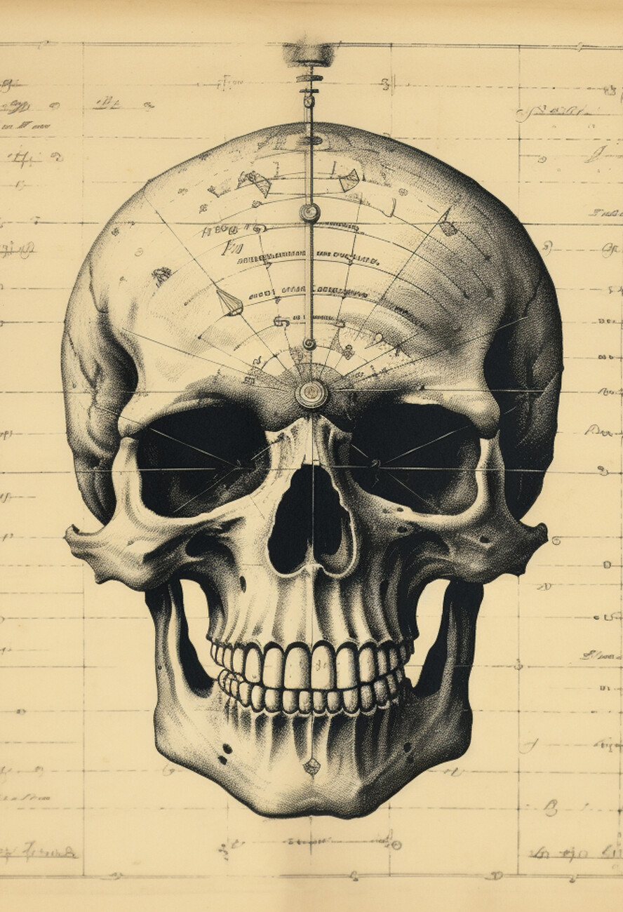 Illustration The Skull Poster, Vintage Skull Draw, Halloween