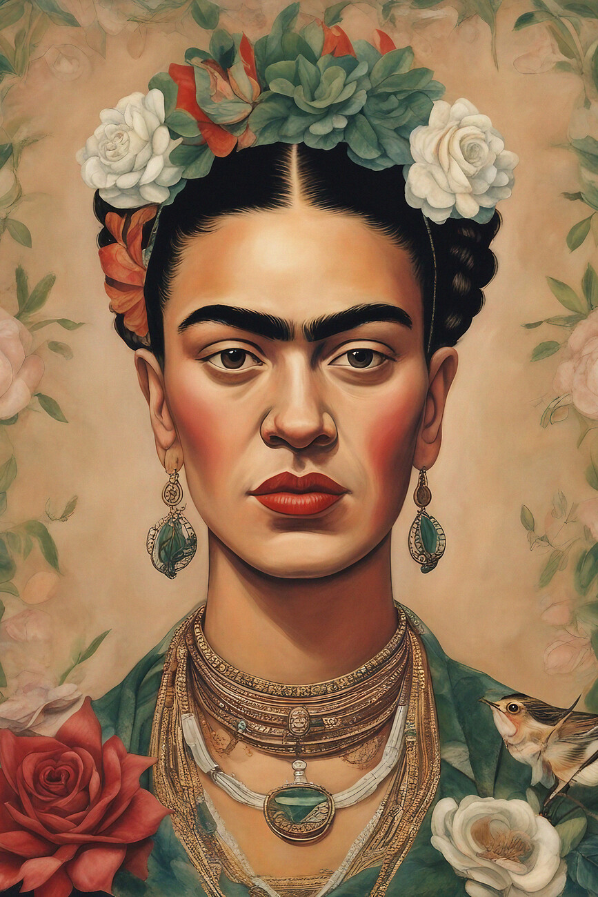 Canvas Print Frida Kahlo - Vintage Portrait