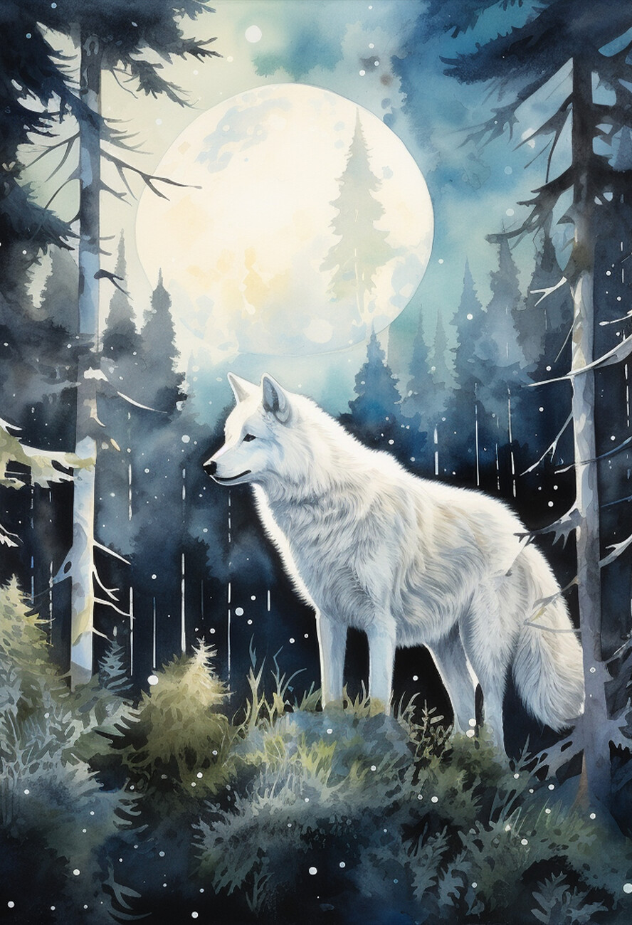 white wolf paintings