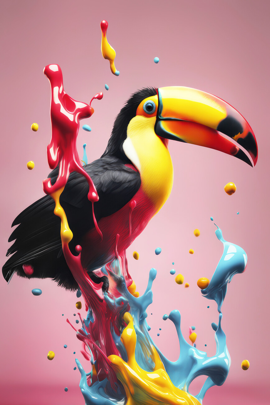 AI art, colorful, toucans, animals, nature, branch | 4579x2461 Wallpaper -  wallhaven.cc