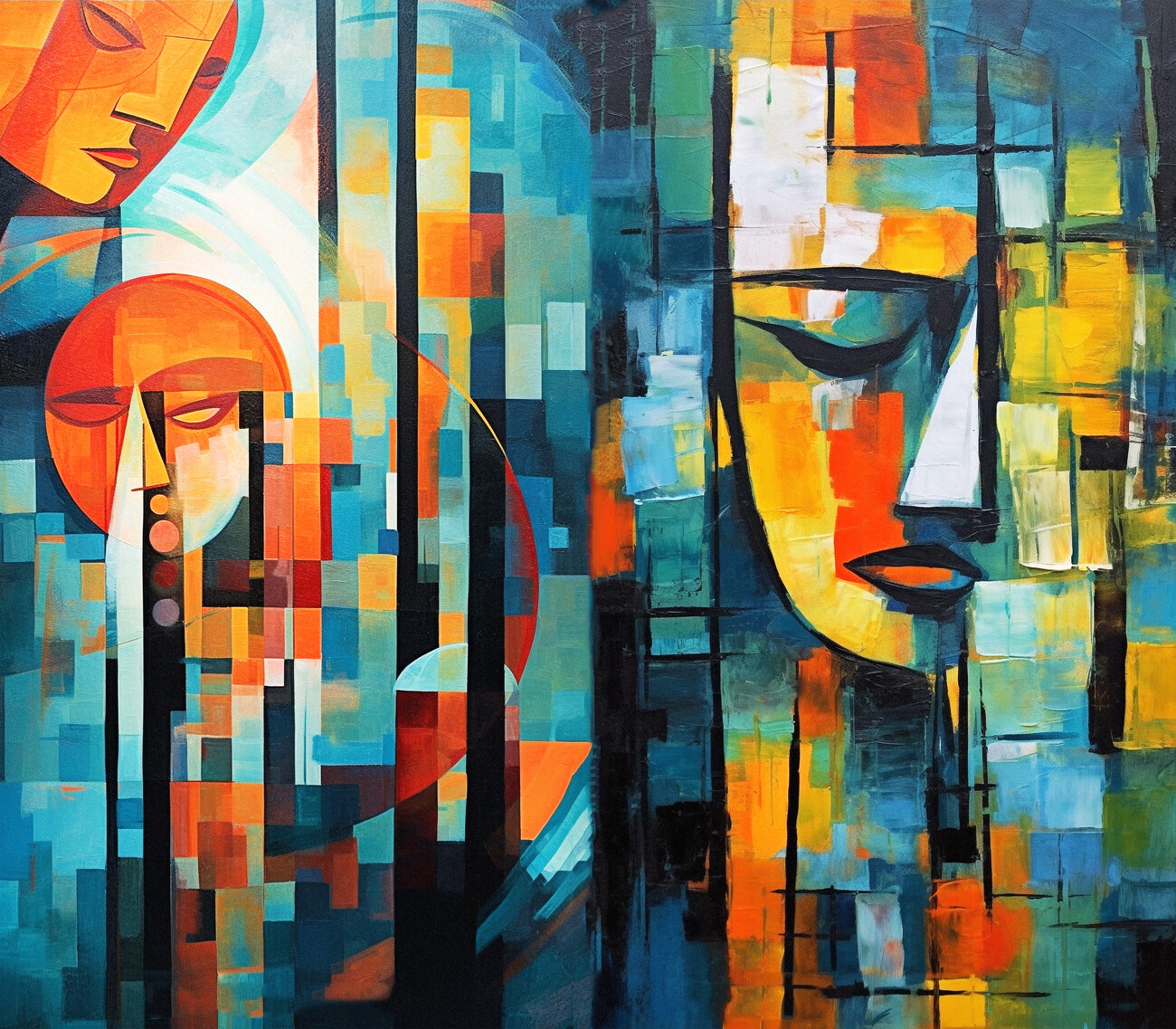 Künstlerische Illustration prints painting canvas art | figurative Abstract Europosters colorful , 