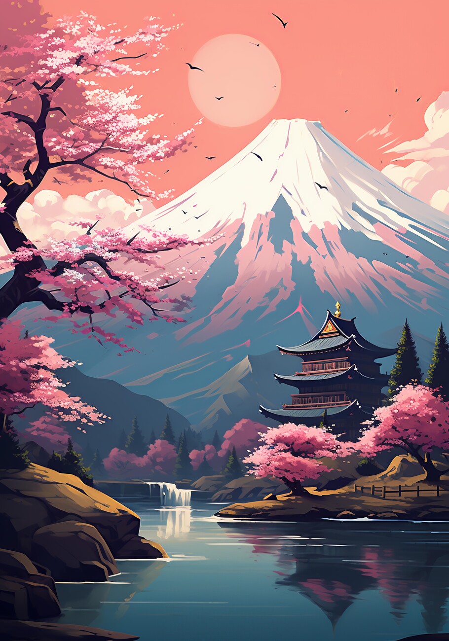 Wall Art Print Fuji Landscape Europosters
