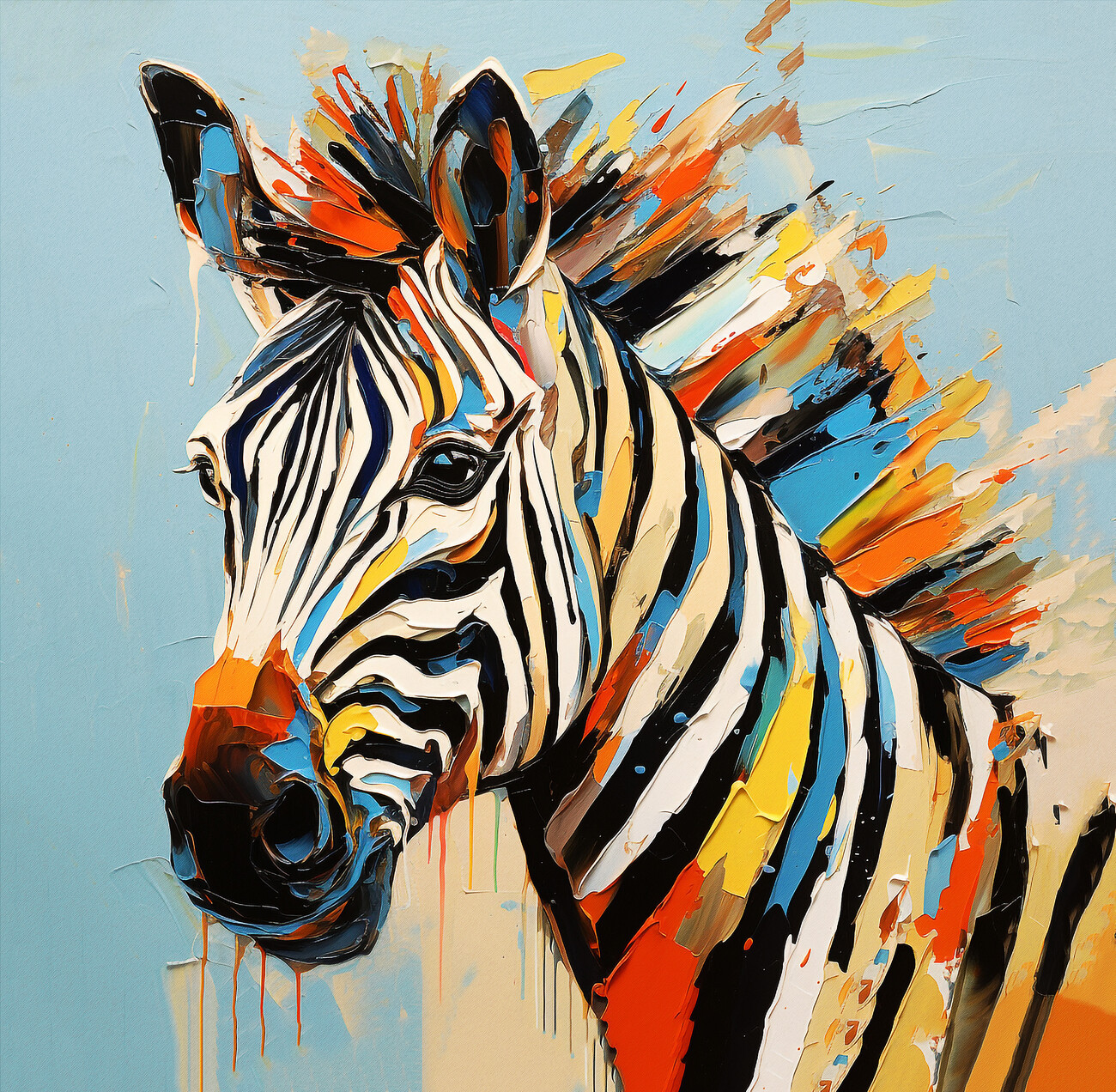 Wall Art Print, Abstract animal zebra portrait painting, canvas art prints
