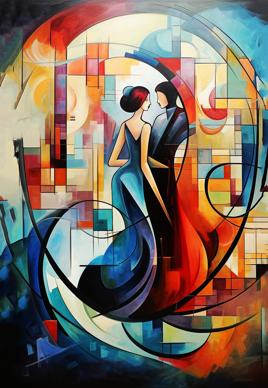 Künstlerische Illustration | love, painting, Abstract prints | in canvas art Europosters couple oil