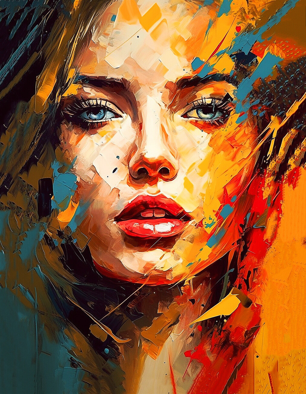 Wall Art Print | Spectacular woman portrait, abstract painting, art ...