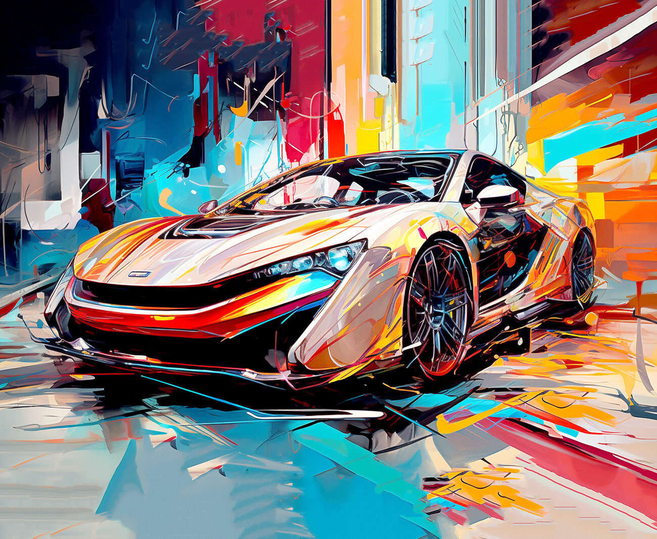 Wall Art Print Abstract car painting, wall art & cheap Poster