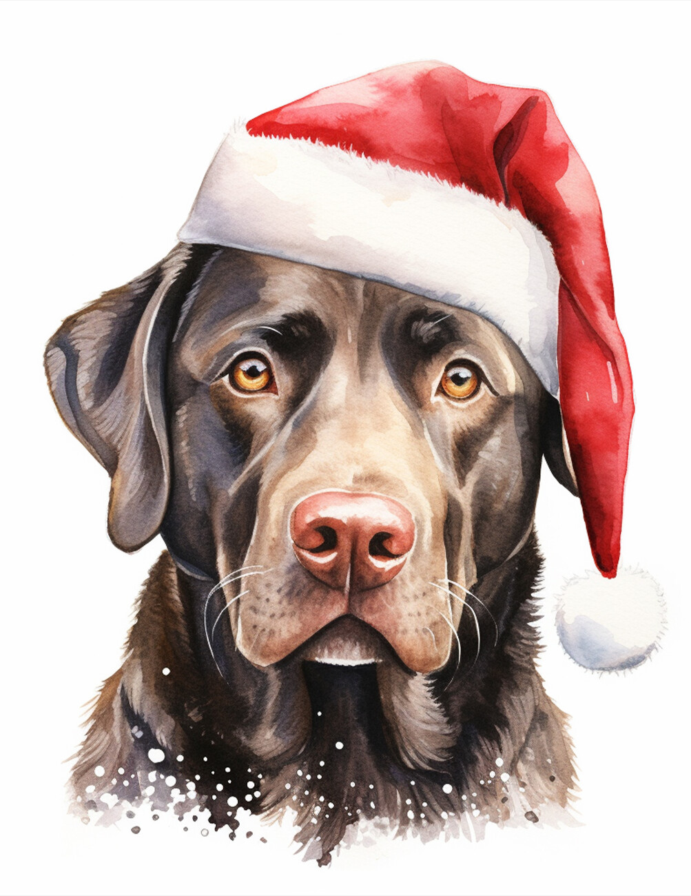 Wall Art Print | Brown Retriever Christmas Painting, Christmas Dog