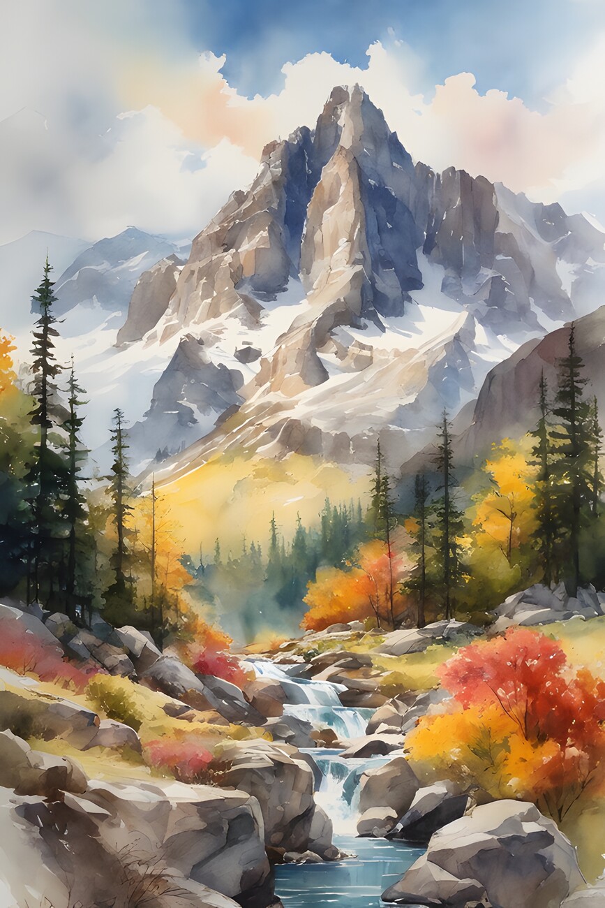 Art Print Colorful mountain landscape - tveitlan.com