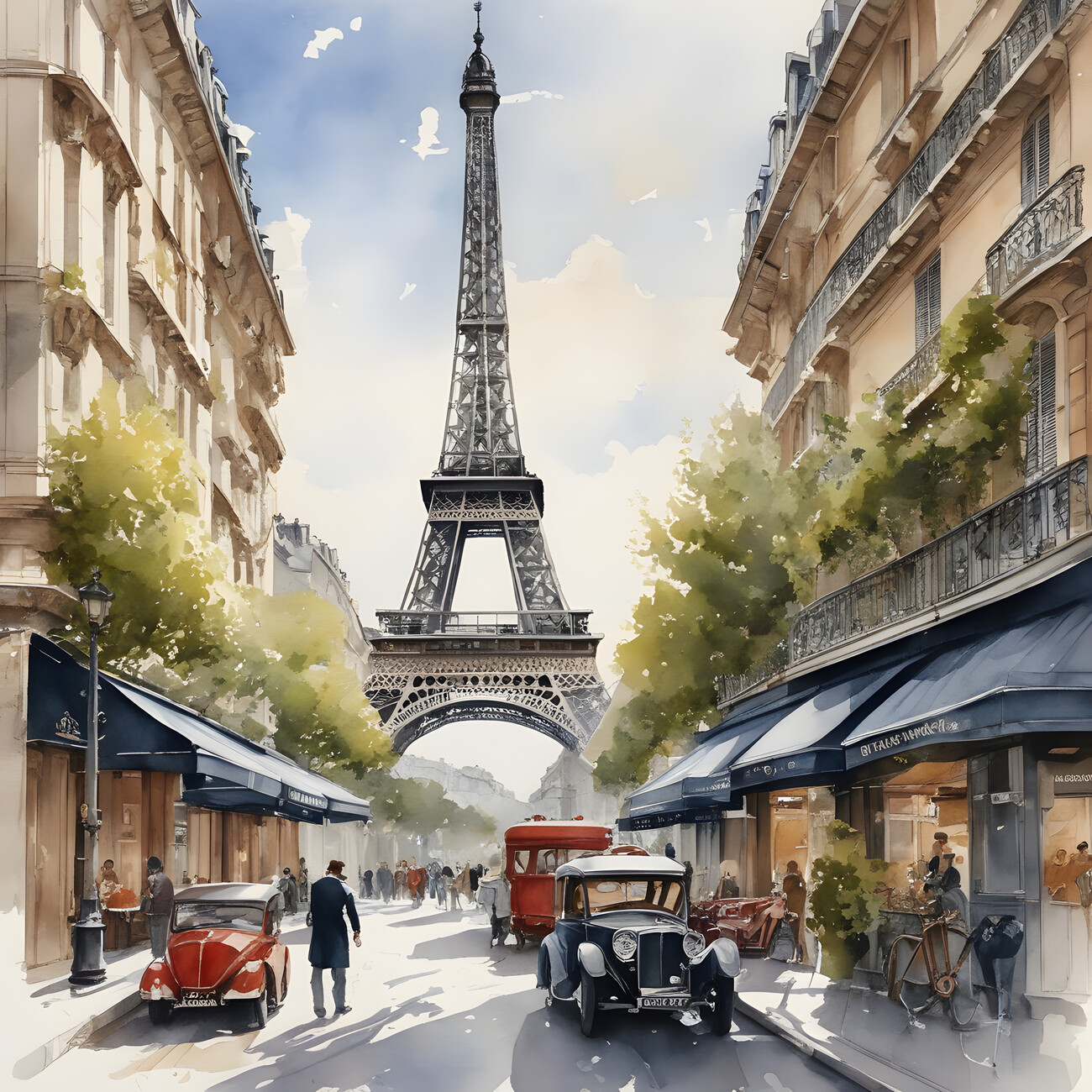 Paris Le Bon Marche Street Scene art print by Shell Sherree – ShellSherree