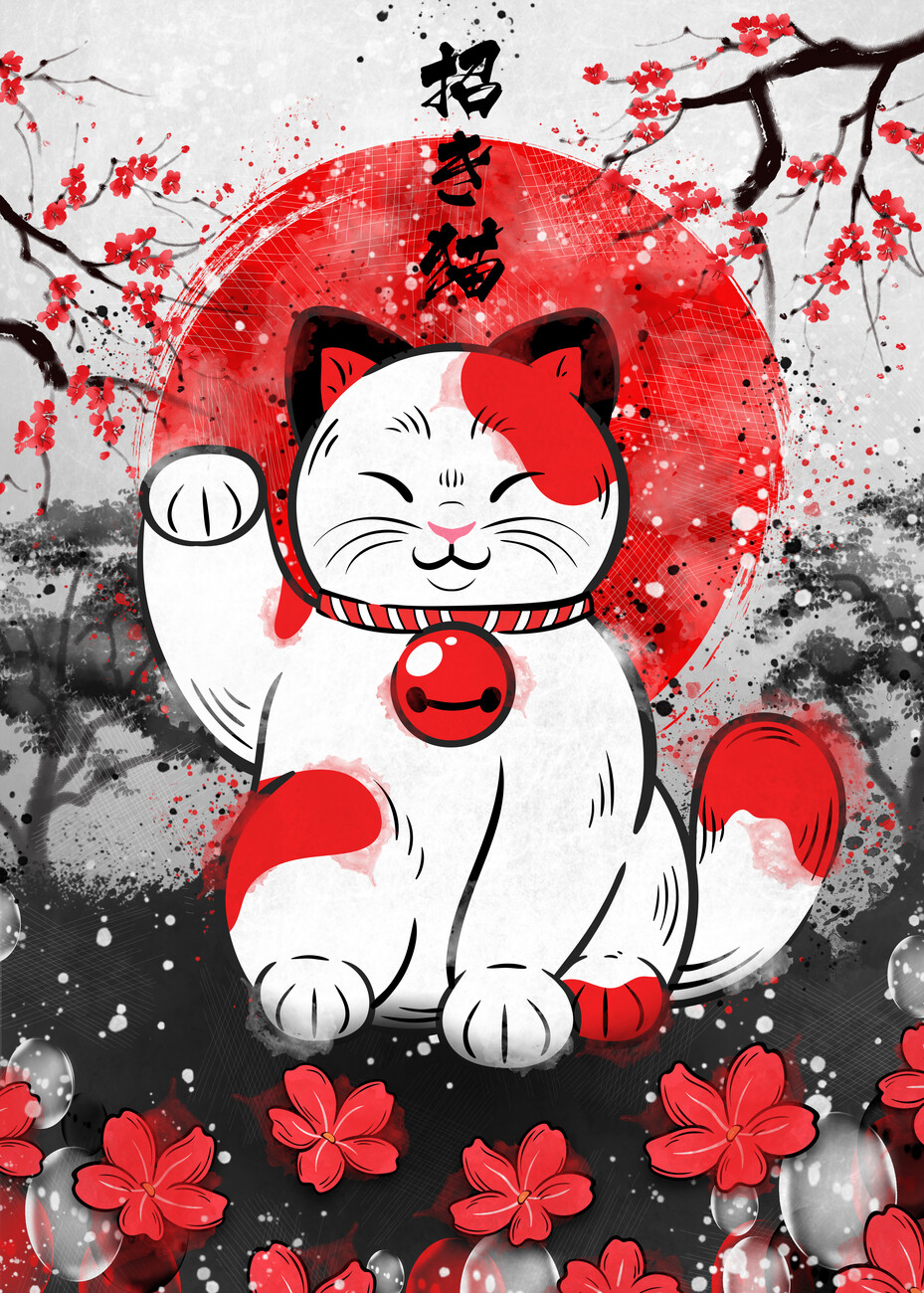 Wall Art Print Lucky Cat, Gifts & Merchandise