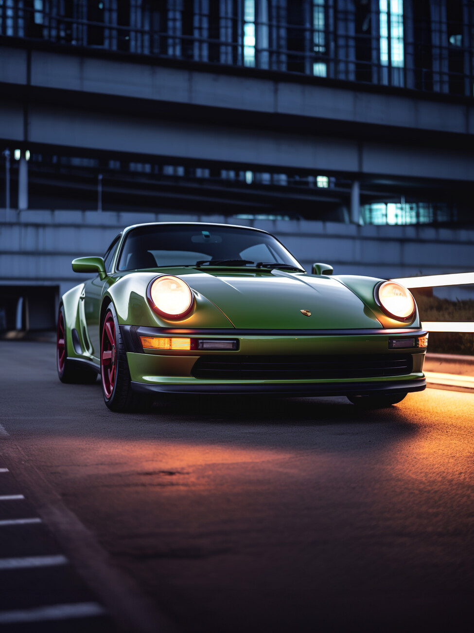 Art Poster Porsche GT911 on parking deck