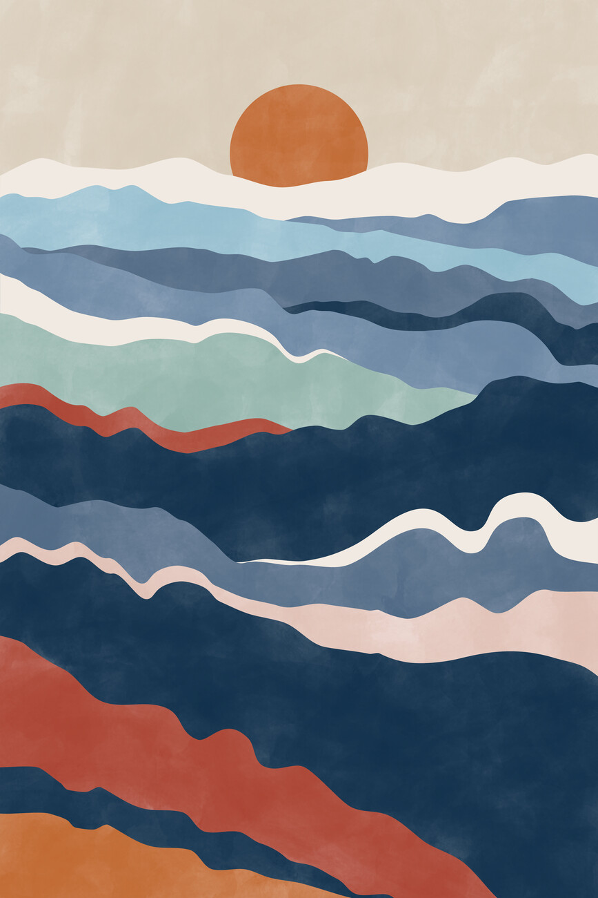 Illustration Terracotta & Blue Landscape No.2