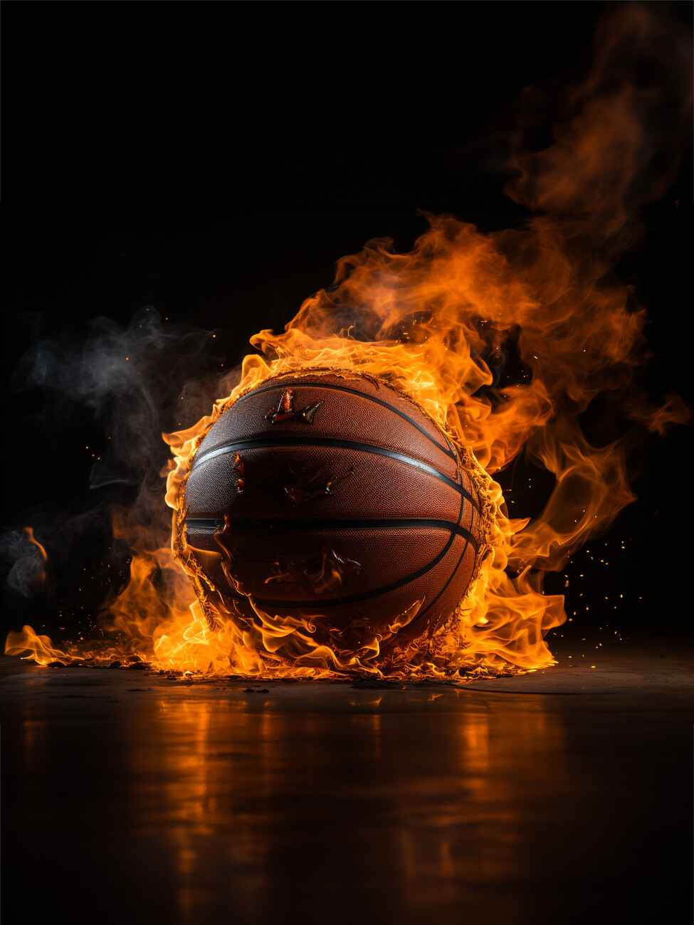 Art Print Burning Basketball