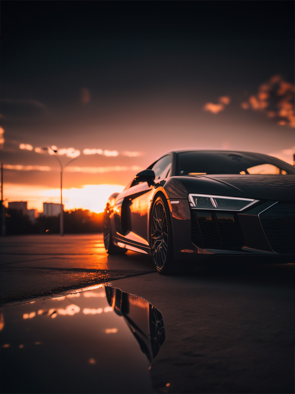 Art Poster Audi R8 in the sunset