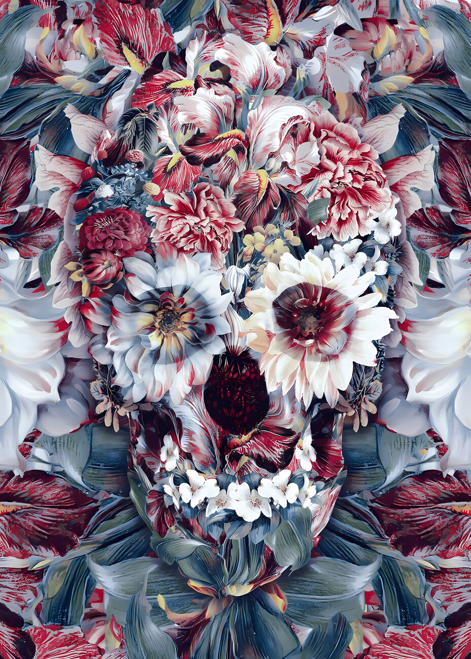 Illustration Abstract Floral Skull