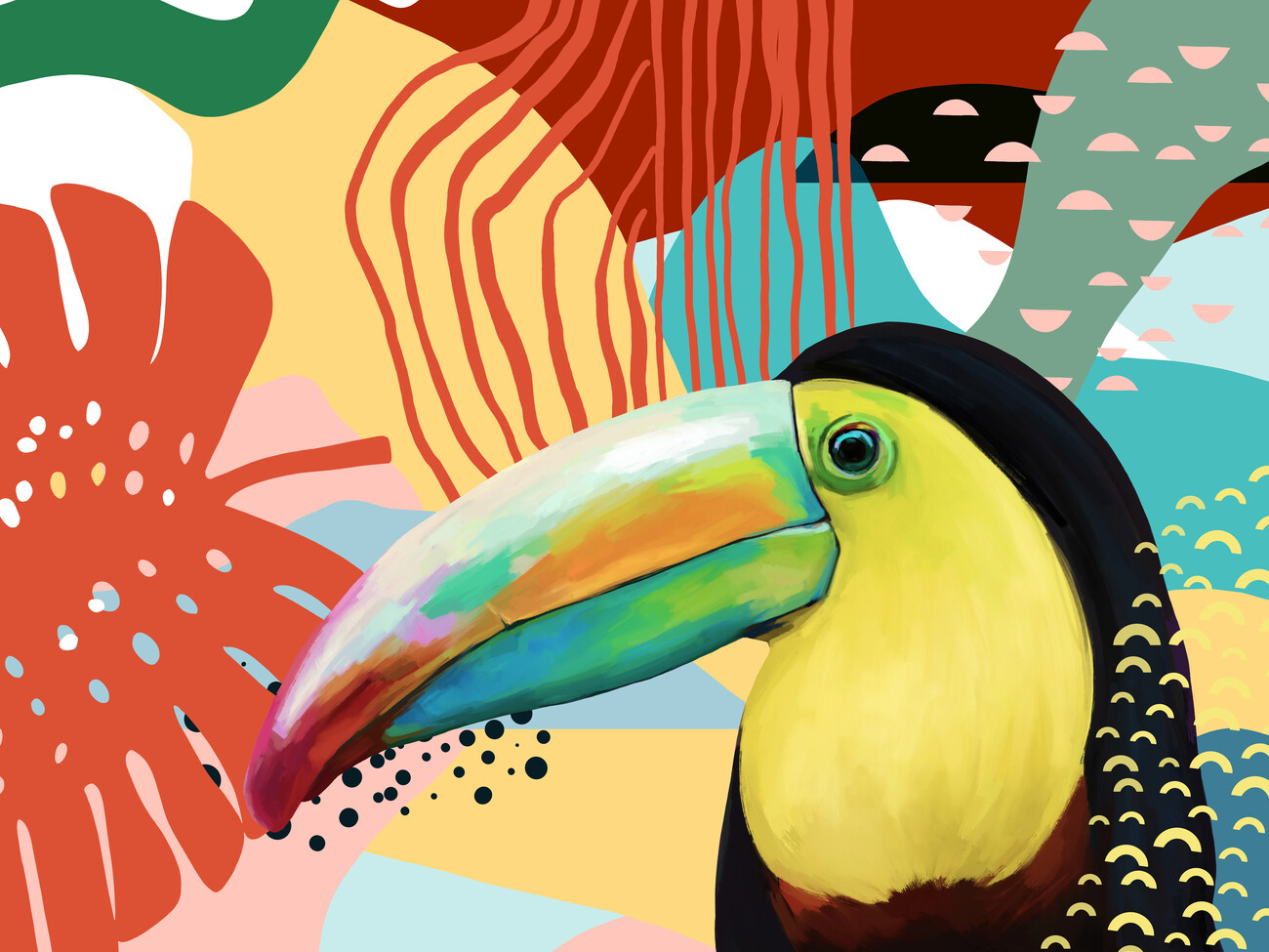 Tableau exotique de toucans pour une décoration colorée