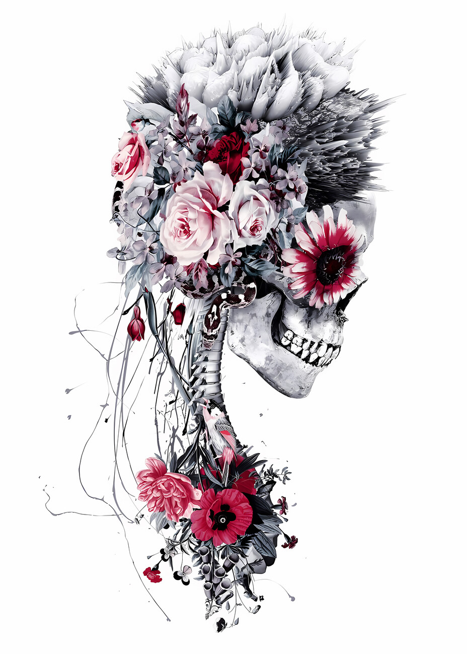 Flowers on Skull, Fine Art Print