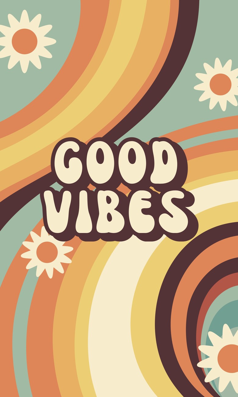 Wall Art Print, Retro Good Vibes, happy poster, retro poster