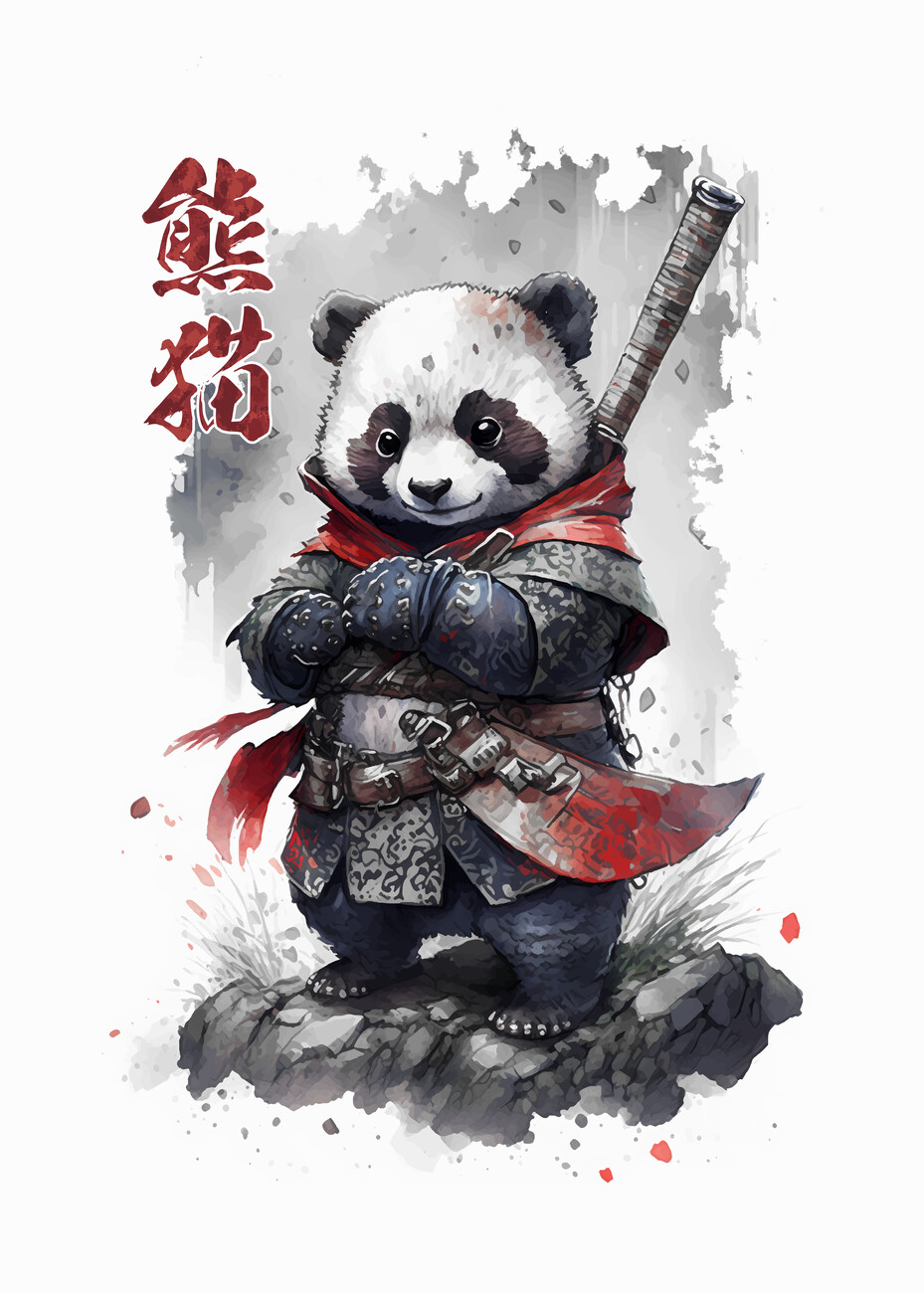 Wall Art Print | Panda Samurai Warrior | Europosters