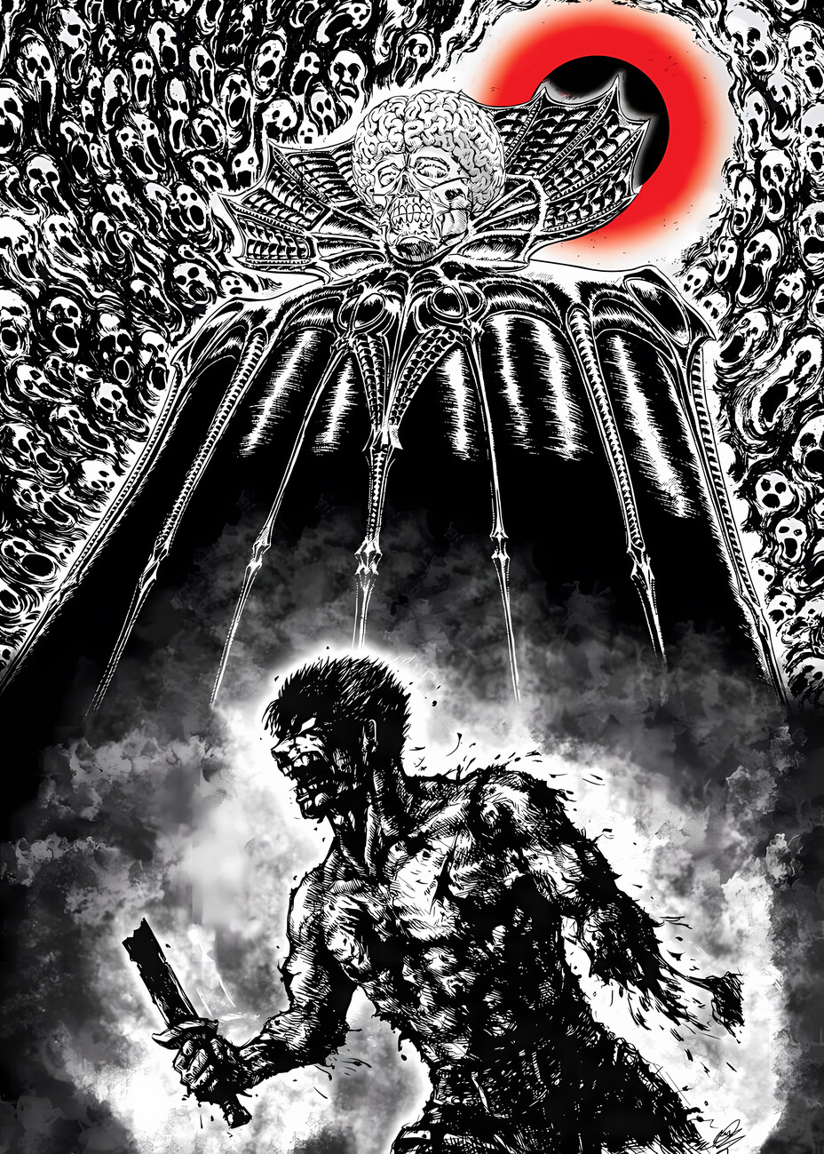 Game Berserk Poster Manga Black and White Anime Figure Canvas