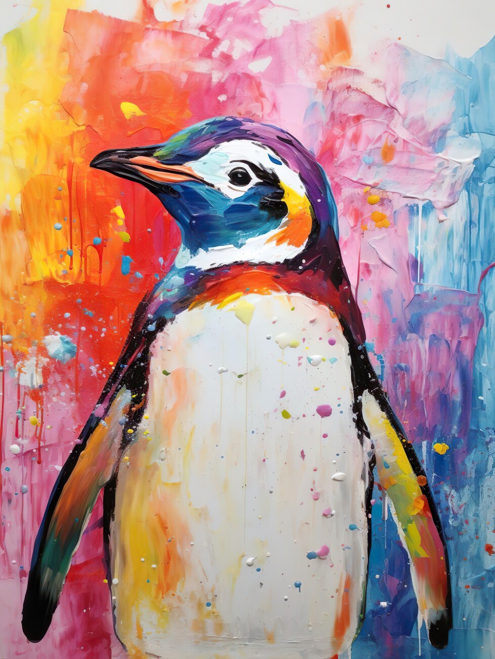 Künstlerische Illustration, Pinguin Acryl