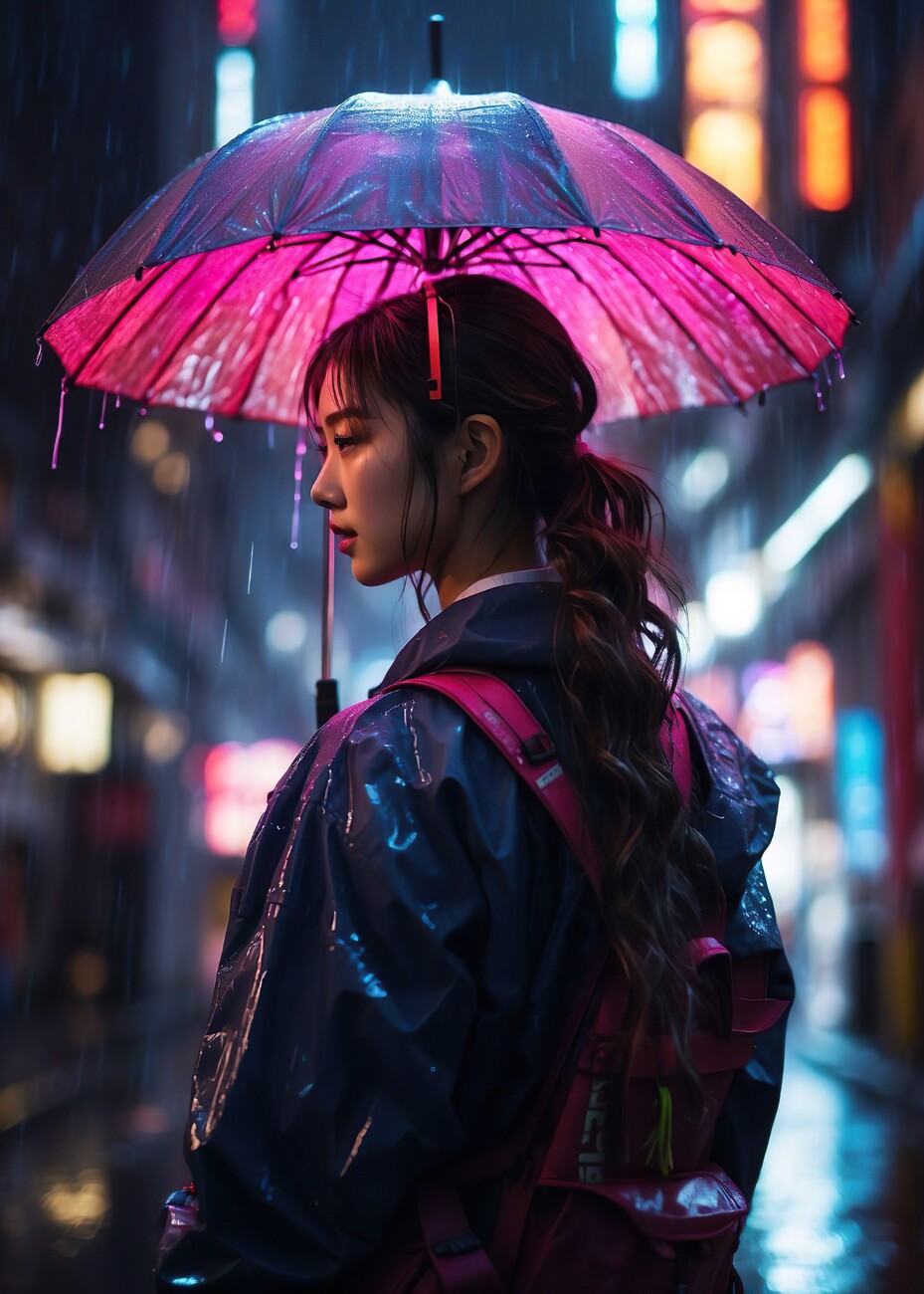 Art Photography Japanese Girl and Rain